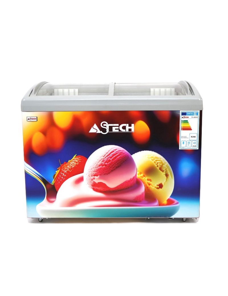 congélateur Astech horizontal 400 litres vitrine fh400lpaa