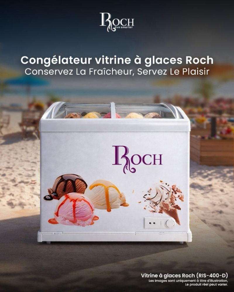 congélateur Roch horizontal 400 litres vitrine blanc ris400d