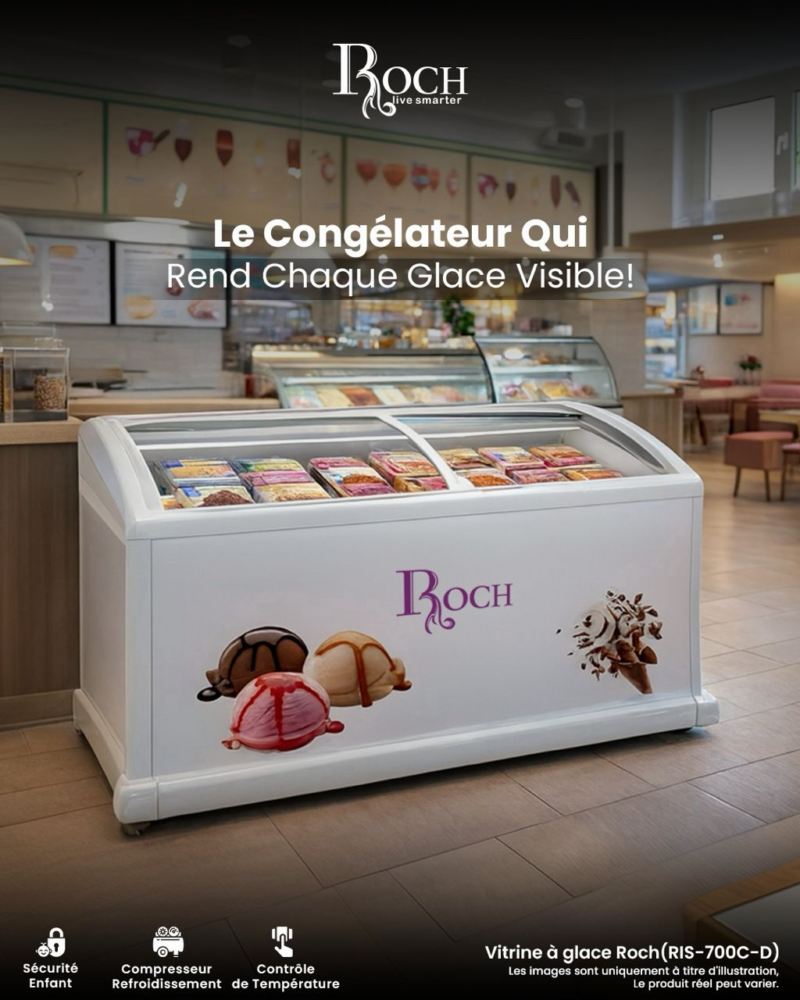 congélateur Roch horizontal 700 litres vitrine blanc ris700d