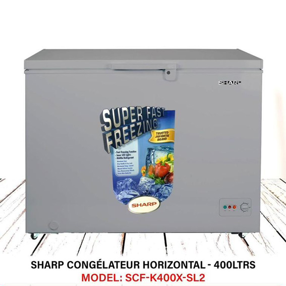 congélateur Sharp horizontal 400 litres gris scfk400xlsl2