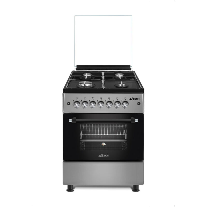 cuisinière Astech 4feux 60x60 a gaz avec four a gaz Inox ck62msfrm