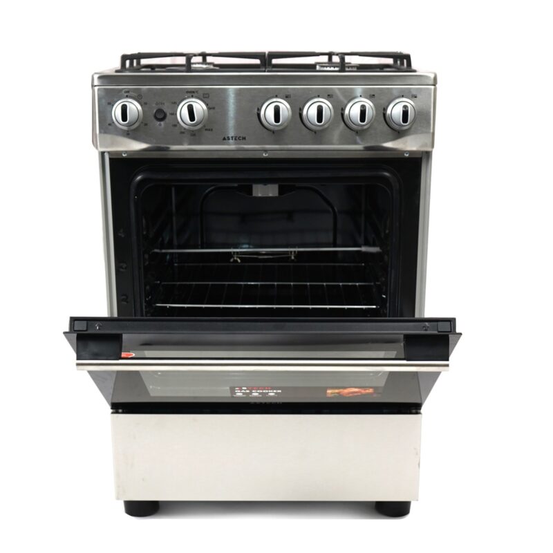cuisinière Astech 4feux 60x60 + four a gaz full option gris ck63da010
