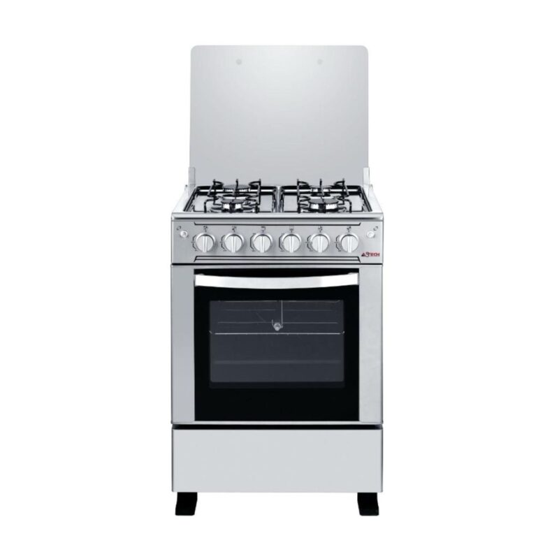 cuisinière Astech 4feux 60x60 a gaz avec four a gaz Inox mis csi60ms