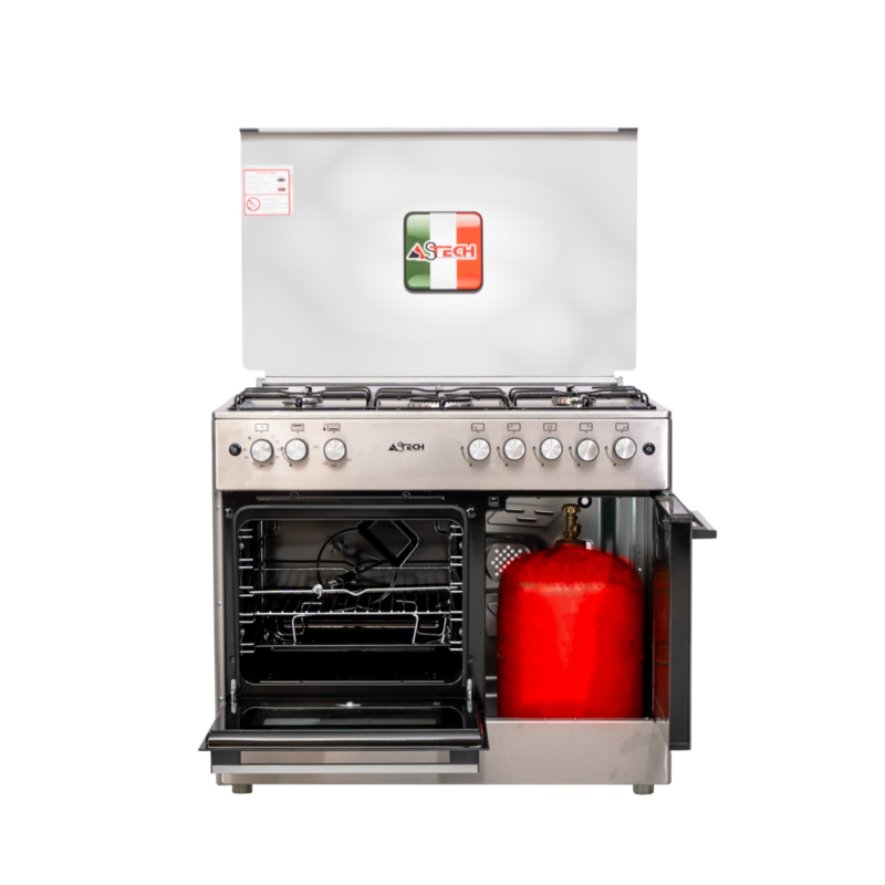 cuisinière Astech 5feux 90x60 a gaz avec four a gaz avec porte bouteille ck95bsar