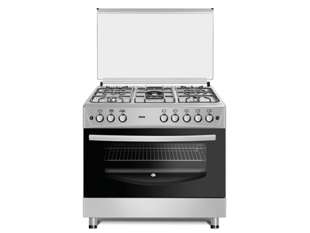 cuisinière ferre 5feux 90x60 a gaz gris f9p50g2di