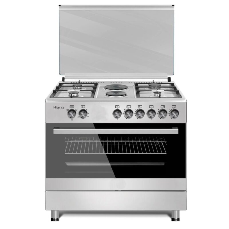 cuisinière Hisense 6feux 90x60 4feux a gaz 2feux electrique + four electrique gris hf942gees