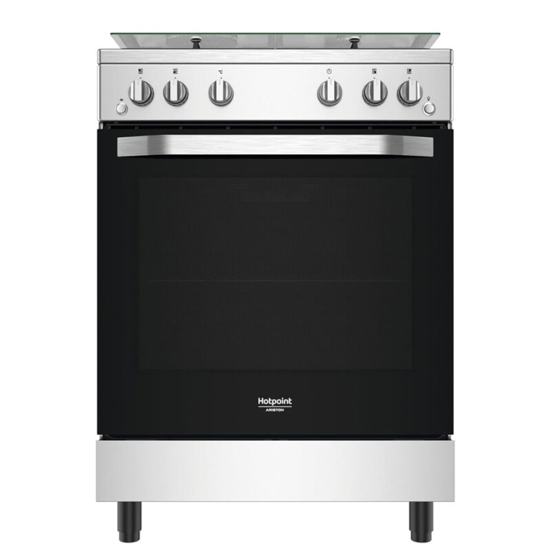 cuisinière hotpoint 4feux a gaz 60x60 four a gaz gris hs67g2pmx/it/1