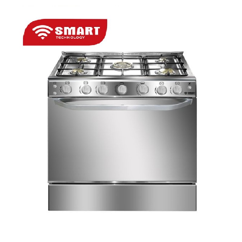 cuisinière Smart Technology 5feux 80x60 a gaz rotisseur Inox stc8060c