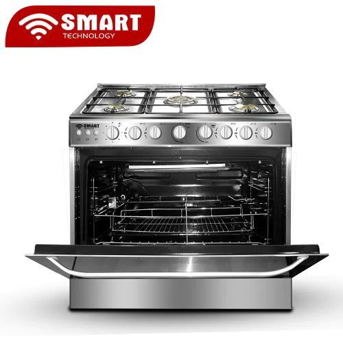 cuisinière Smart Technology 5feux 90x60 a gaz rotisseur Inox stc9060c