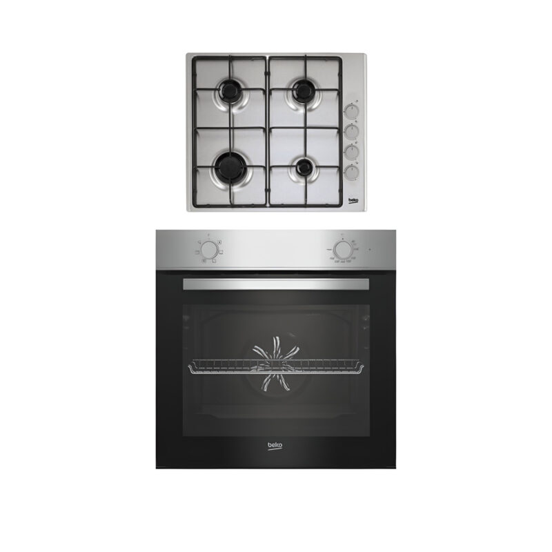 Four Beko encastrable electrique + plaque a gaz 4feux bbse11030x