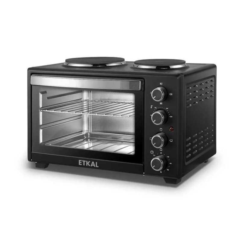 Four etkal avec 2feux electrique en haut 48 litres noir nojk48a