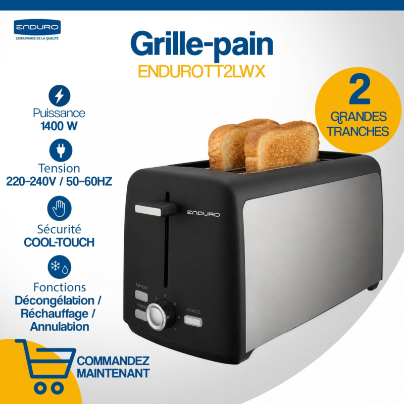Grille pain Enduro 1400 W noir tt2lwx