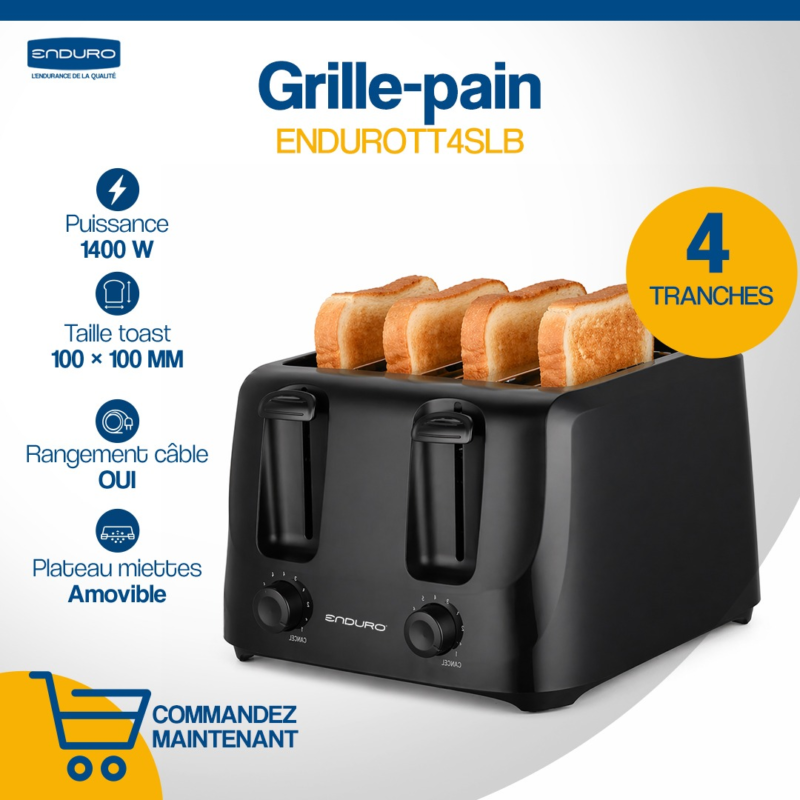 Grille pain Enduro 1400 W noir tt4slb