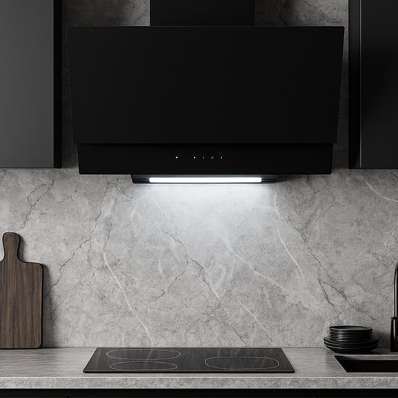Hotte de cuisine kumtel encastrable 60x60 magic glass noir da6835aok