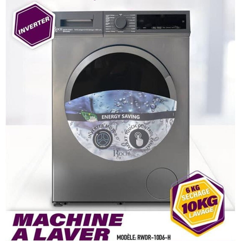 Machine à laver Roch 10 kg/6 kg sechage front load gris rwdr10d6h
