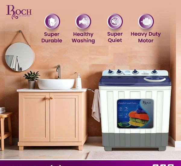 Machine à laver Roch 14 kg semi automatique rwm140ttj(w)