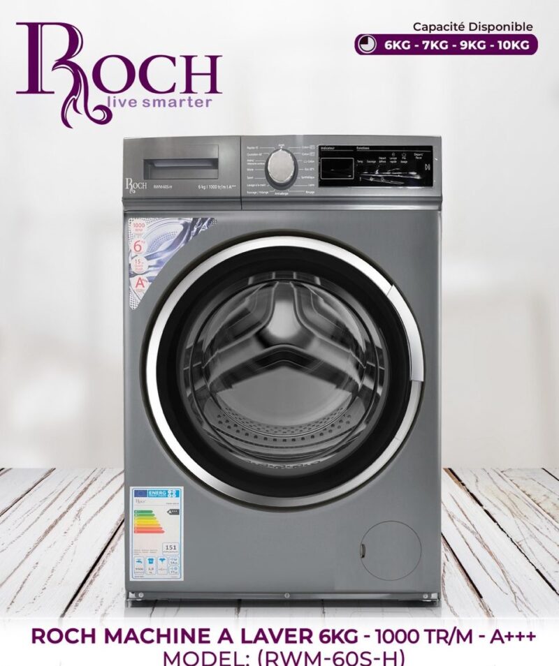 Machine à laver Roch 6 kg a+++ gris rmw60sh