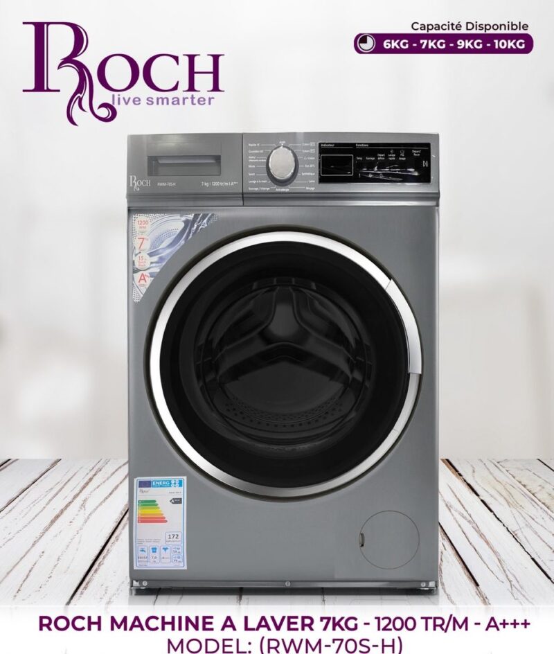 Machine à laver Roch 7 kg 1200tour/min a+++ gris rwm70sh