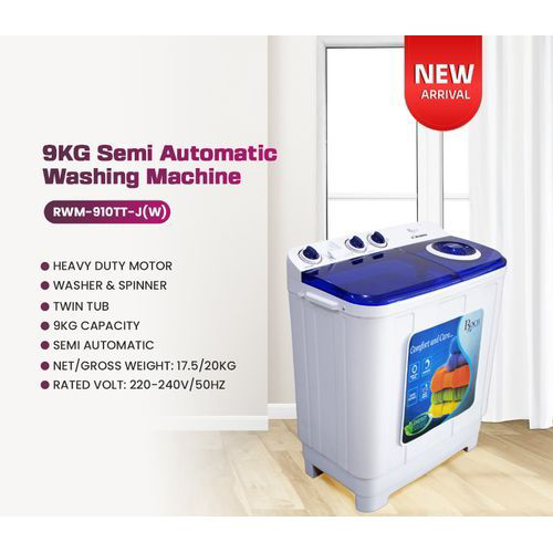 Machine à laver Roch 9 kg semi automatique rwm910ttj(w)