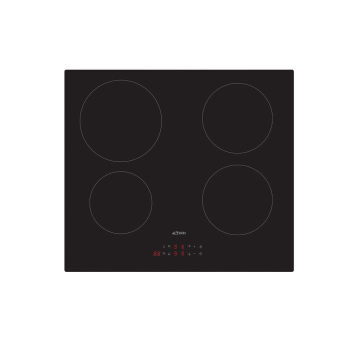 Plaque encastrable Astech 4feux 60x60 electrique noir induction pl60id501no