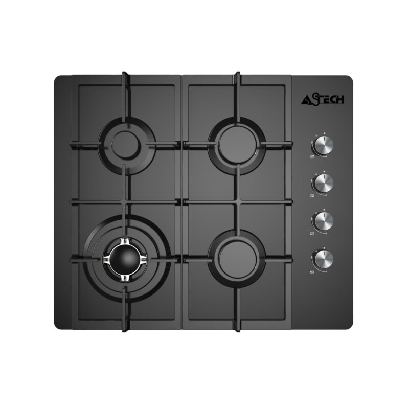Plaque encastrable Astech 4feux 60x60 a gaz noir pl67gz60noma