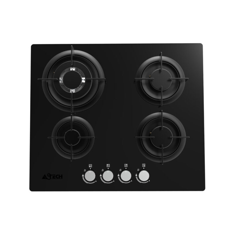 Plaque encastrable Astech 4feux 60x60 a gaz noir pl68gaz60noma