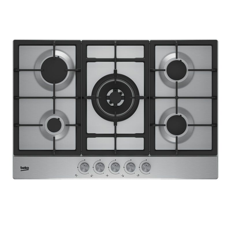 Plaque encastrable Beko 5feux 90x60 a gaz gris hiaw75225sl