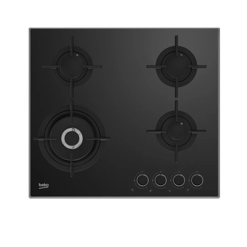 Plaque encastrable Beko 4feux 60x60 a gaz noir ceramique hclw64222s