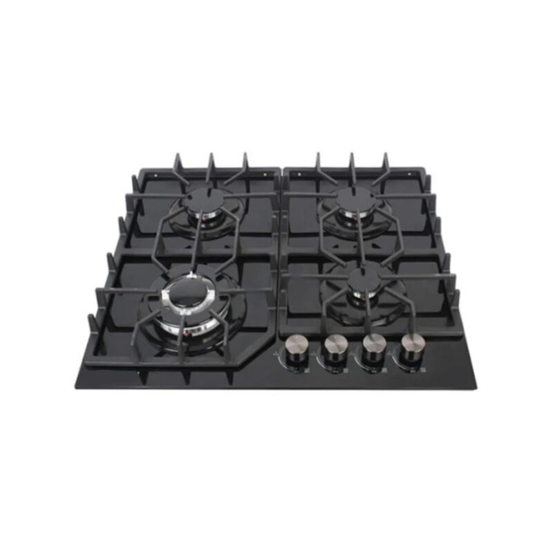 Plaque encastrable Tecnolux 4feux 60x60 a gaz verre noir tec4gg