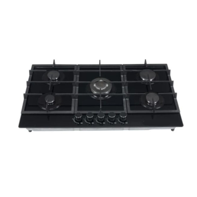 Plaque encastrable Tecnolux 5feux 90x60 a gaz noir tec5gg