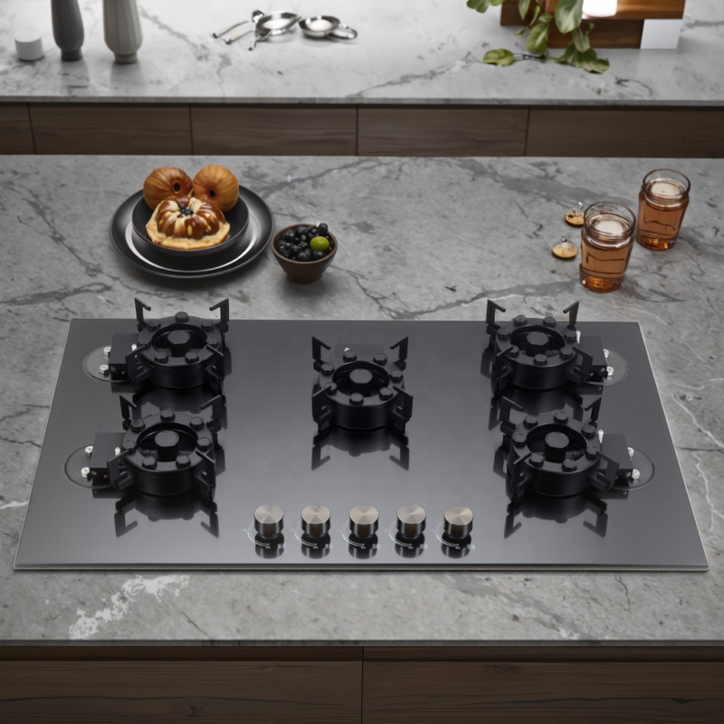 Plaque encastrable Technolux 5feux 90x60 noir tec90max power