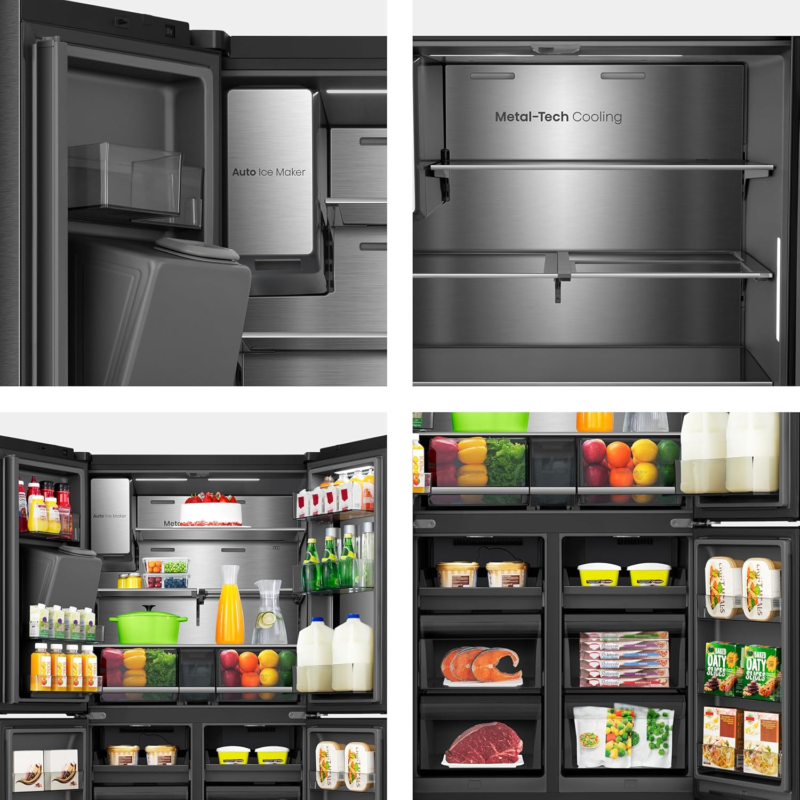 réfrigérateur Hisense side by side 4portes 617 litres + dist d'eau + glacon noir rq9p600gtl