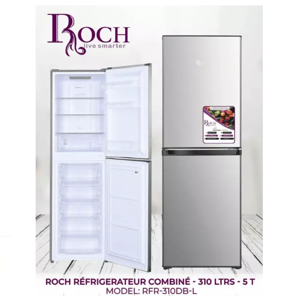 réfrigérateur Roch combine 5tiroirs 251 litres gris rfr310dbl