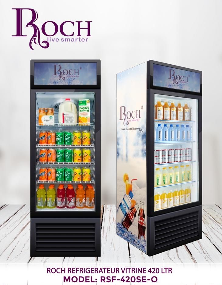 réfrigérateur Roch vertical 1porte 420 litres vitrine rsf420se