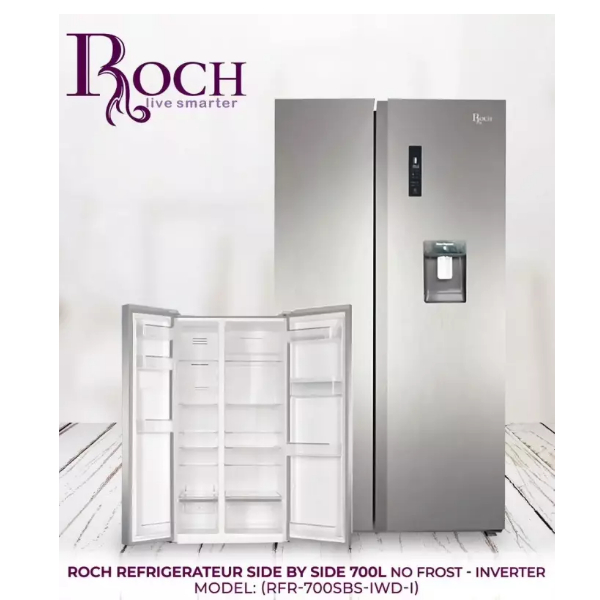 réfrigérateur Roch side by side 2portes avec fontaine gris rfr700sbsiwd
