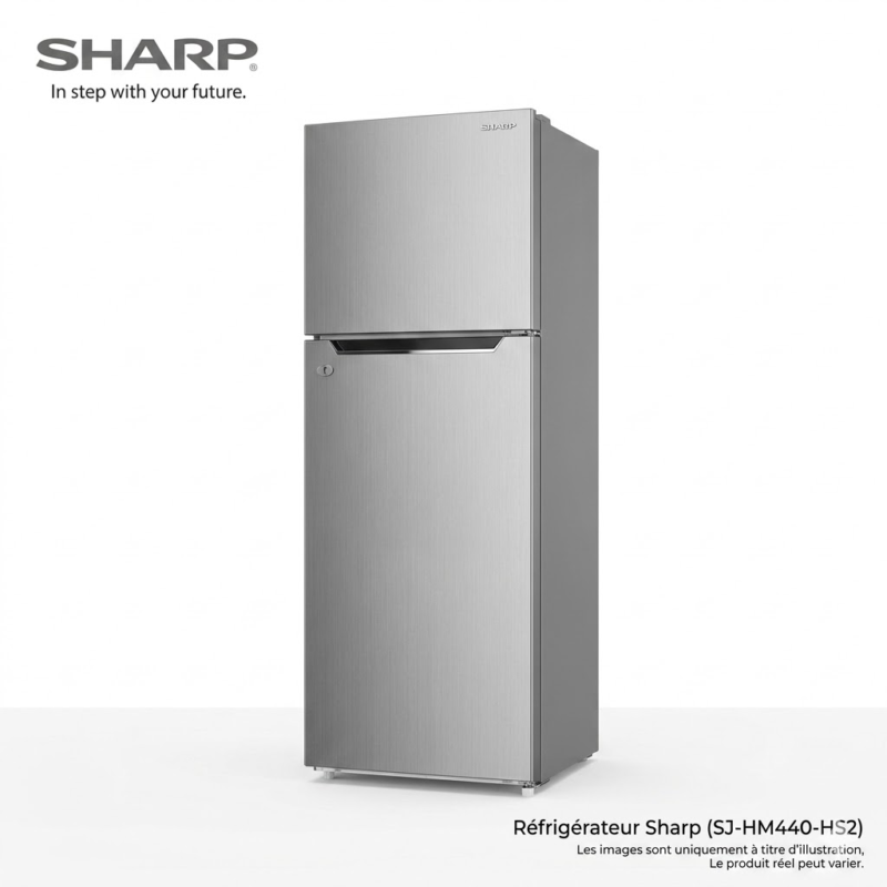 réfrigérateur Sharp 2portes 430 litres No Frost gris sjhm440hs2