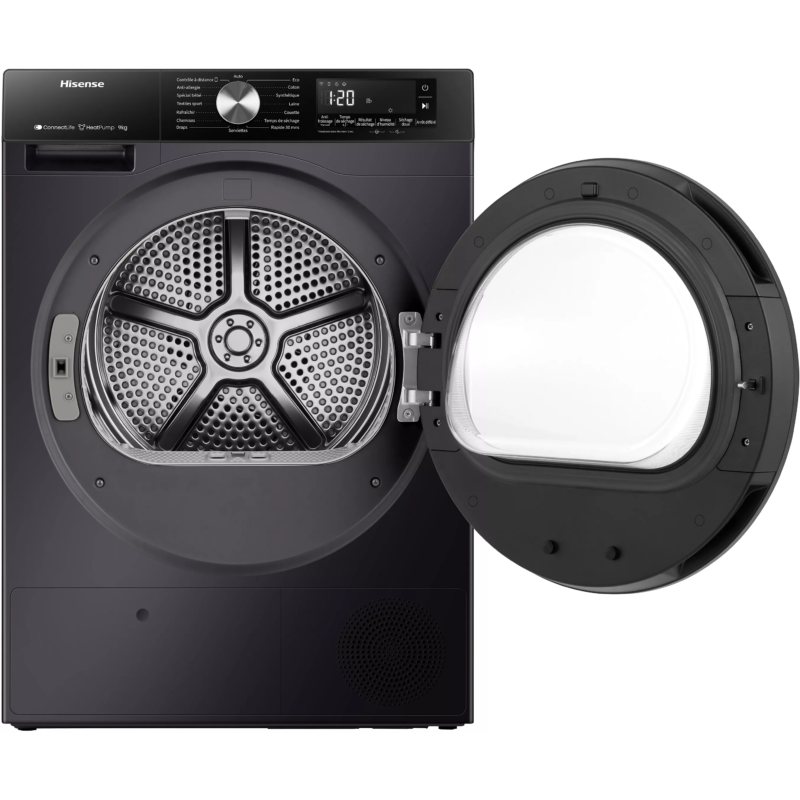 Seche linge Hisense 9 kg pompe a chaleur Wi-Fi gris dh3s902bbcc