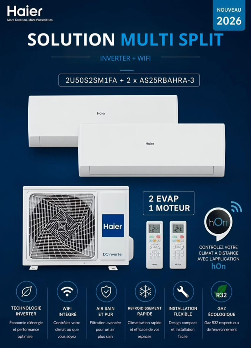 Split Haier double evap 12000btu 1.5cv inverter as35rbahra4