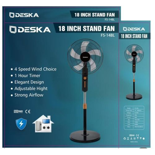 Ventilateur Deska 18 " sur pied bleu fs14blsc